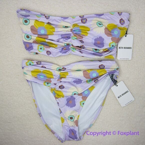New! Set!‎ Beth Richards Delrey Bikini Top and bottom, 70’s floral bikini, M - Picture 2 of 11